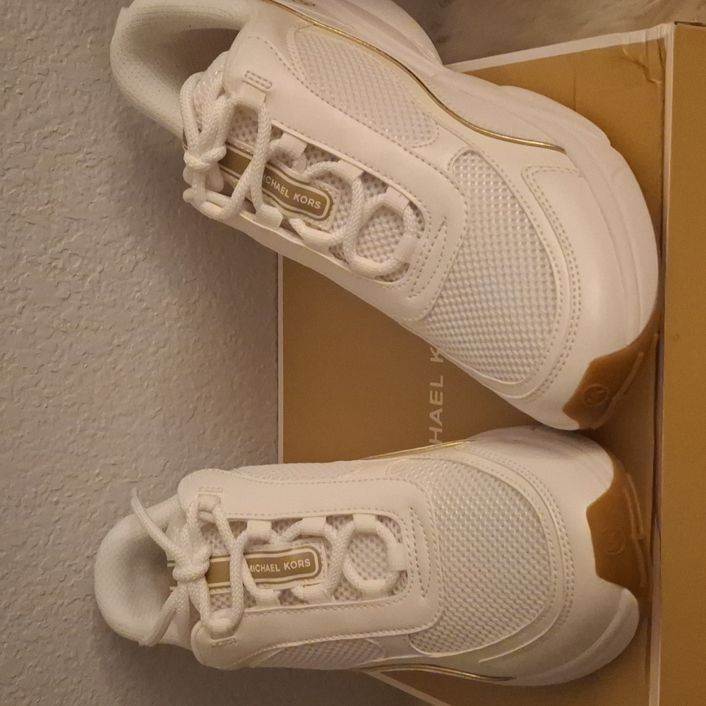 Michael Kors Katrina Mesh Trainer, Size 9, Color Optic White